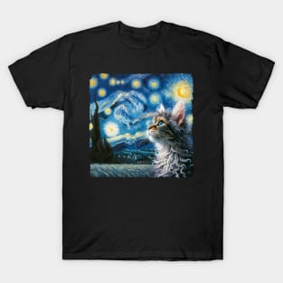 Laperm Starry Night Inspired - Artistic Cat T-Shirt